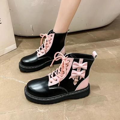 Мода 2024 года, женская обувь, ботильоны, женские ботинки, большие размеры, современные ботинки, женская обувь с застежкой-бабочкой, круглым носком, шнуровкой спереди, на низком каблуке