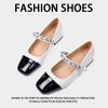 Square head small fragrant style single shoes women's thick heel 2025 spring light mouth French word with color matching Mary Jane shoes fairy style