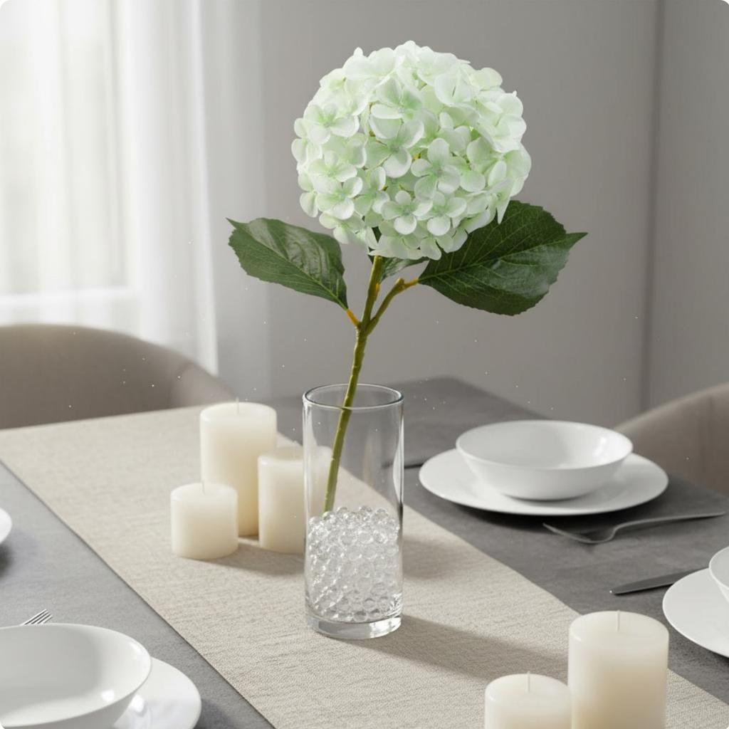Fake Hydrangea Flower Reusable Artificial Hydrangea Stalk Long Stalk Fake Hydrangeas Real Feel Full Blooms for Table Centerpiece