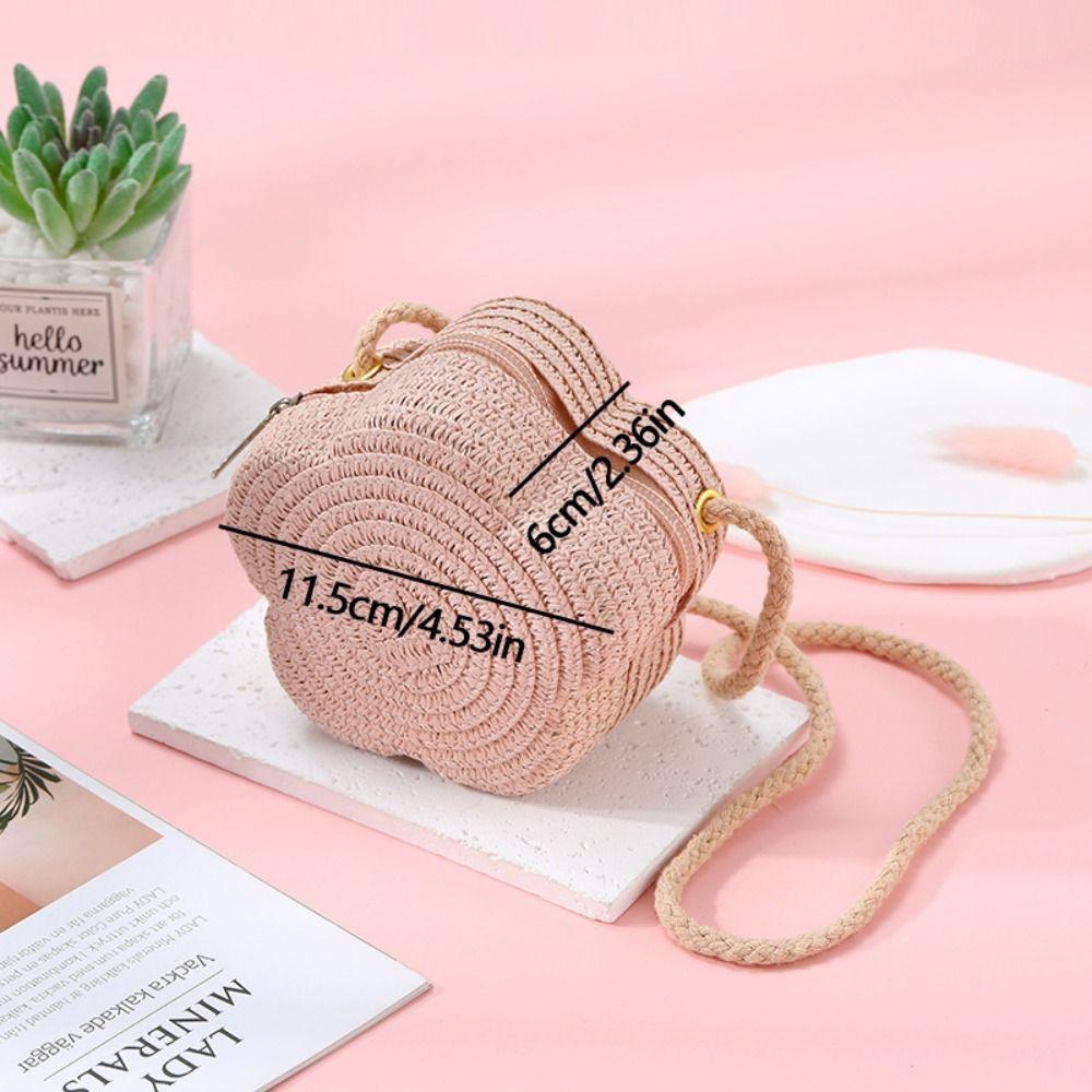 Детские соломенные сумки через плечо, пляжная сумка, кошелек для монет, детская плетеная сумка кроссбоди с цветком