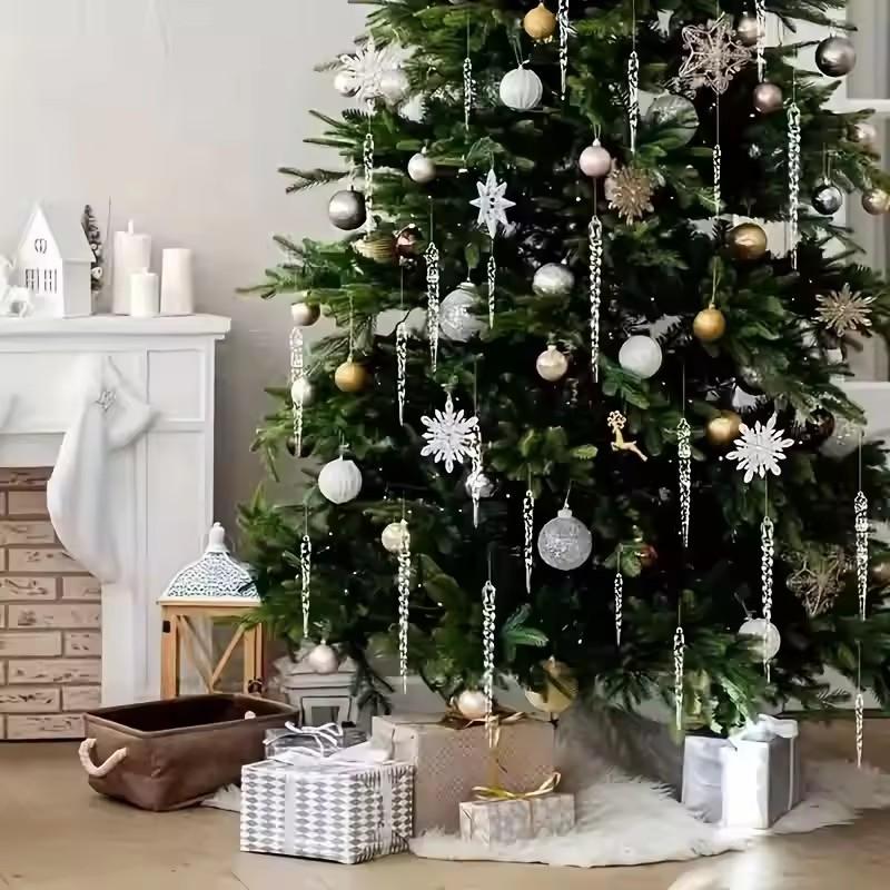 12/24/36/48 шт. Кристально чистые елочные украшения-сосульки для праздничного и зимнего декора вечеринок Праздничные украшения