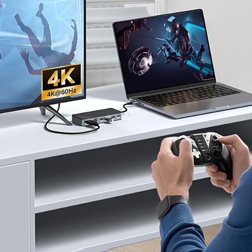 OM28PR-G2 Hub Docking Station with M.2 USB-C Drive Bay - USB-A USB-C HDMI Ethernet - Black