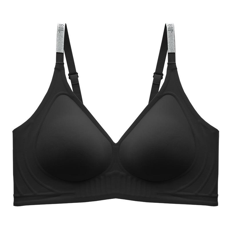 Letter shoulder strap underwear simple anti-sagging small chest gathering underwear adjustment type sexy bra seamless