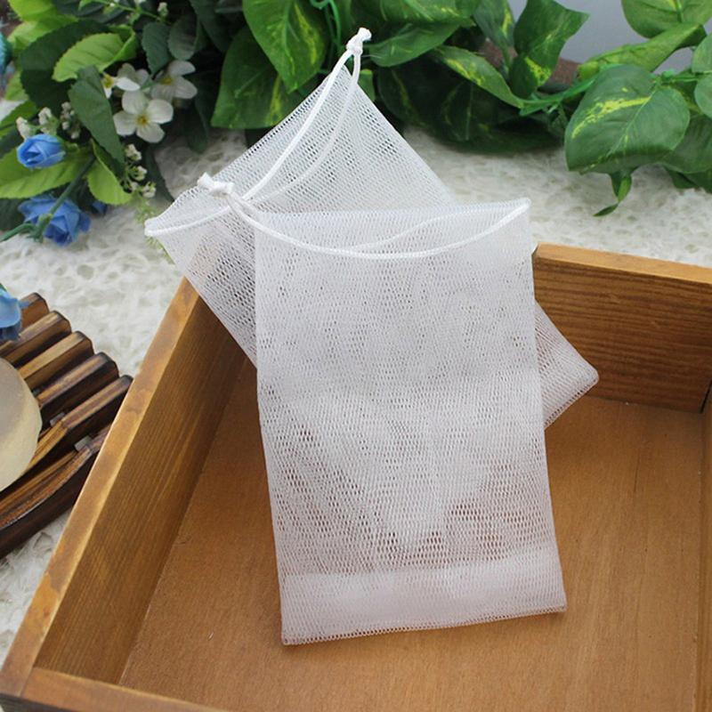 Foaming Net Soap Bag Bathroom Soap Foaming Net Foaming Cleaning Bath Soap Net Drawstring Bag Home Bathroom Exfoliating Supplies