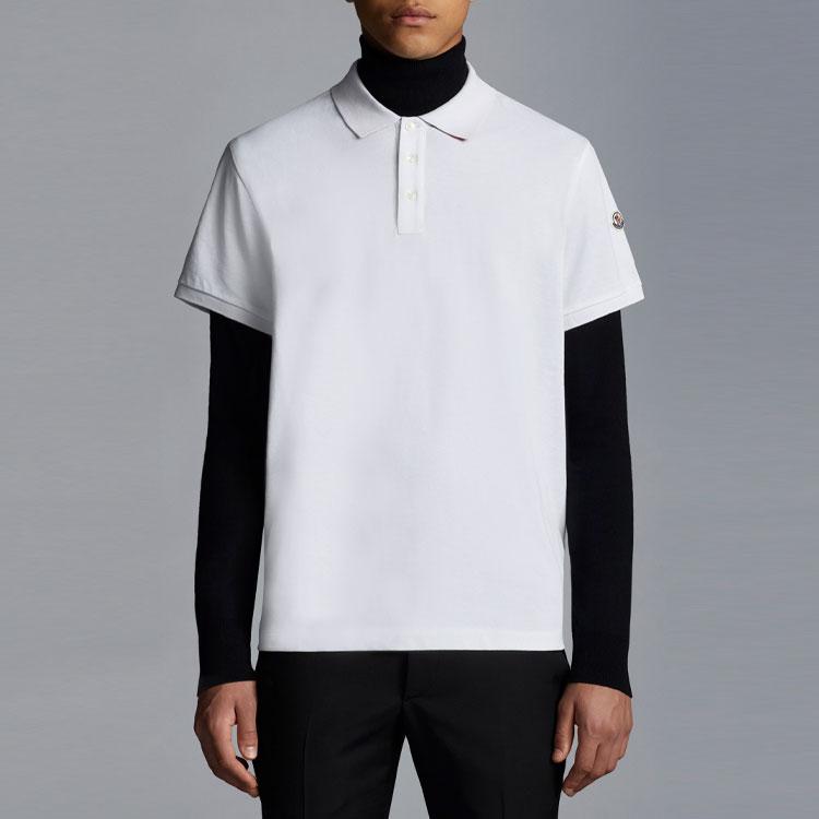 Moncler FW22 Color Logo Patch Short Sleeve Polo Shirt Men tops White H20918A7051084556001