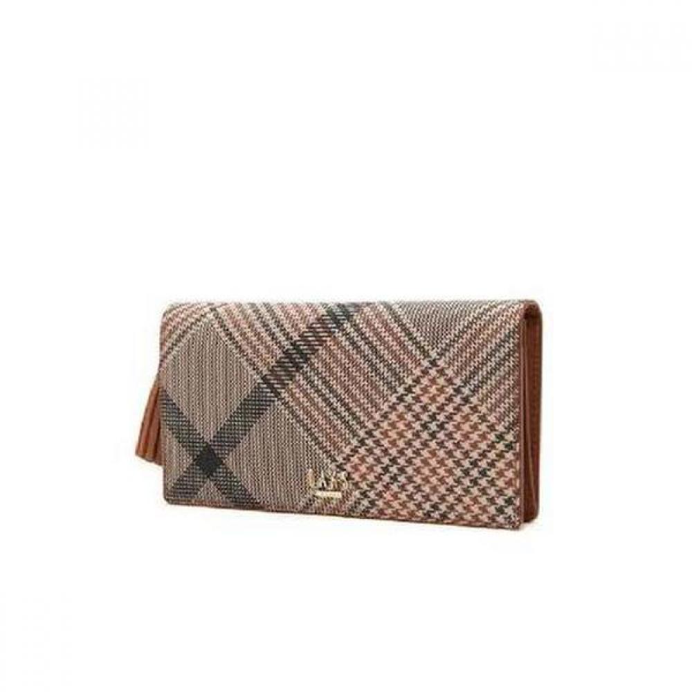 Daks Brown Check Pattern Long Wallet Tassel Dcwa3e322w2
