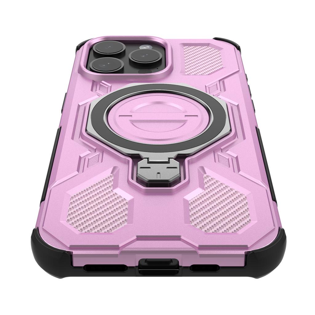 Магнитный чехол для iPhone 15 Pro Max с вращающейся металлической подставкой, противоударная задняя крышка для телефона из ПК+ТПУ