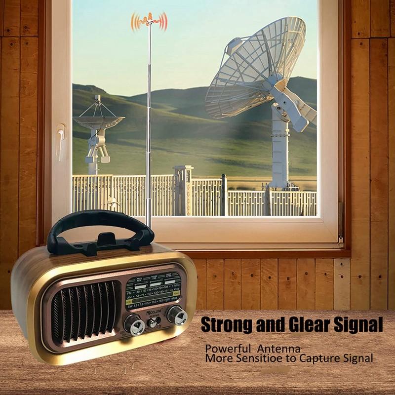 Classic Retro FM/AM/SW Radio Portable Full Band Radio Receiver Wireless Bluetooth Speaker MP3 Player Support USB/TF Card