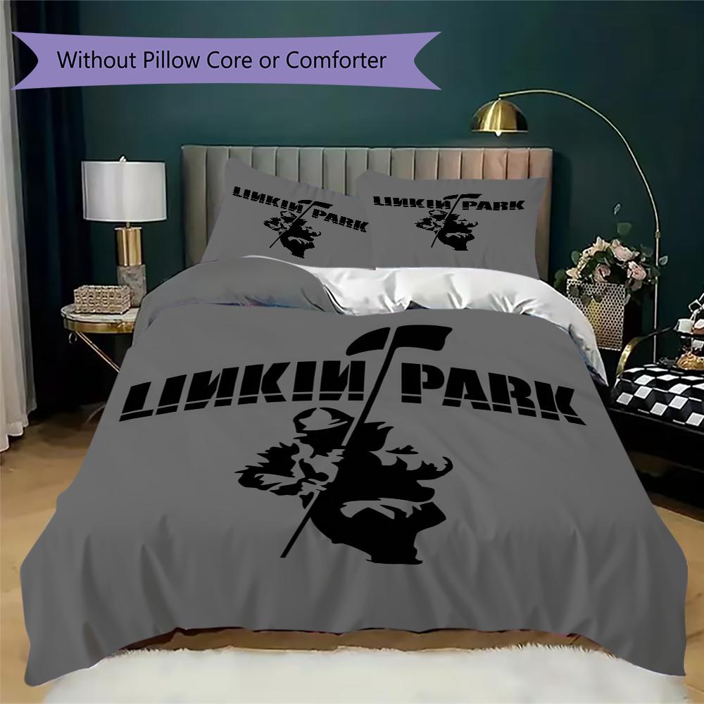 Linkin Park Pattern Bedding,Quilt Set Quilt Cover Pillowcase Home Birthday Gift(1 * duvet cover + 2 * pillowcase, without core)_lx