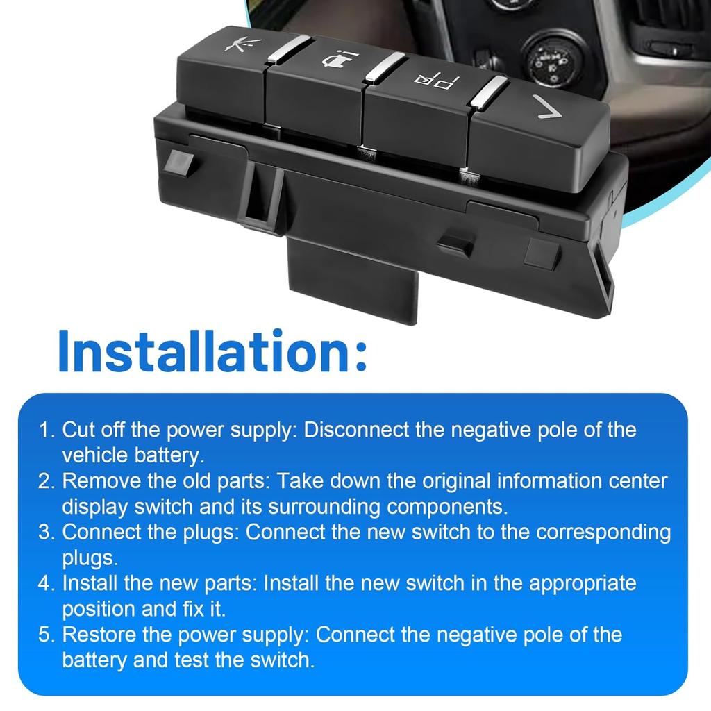 Car Driver Information Center Display Switch Fits for 2007-2020 Chevy Express Silverado Suburban Avalanche GMC Savana Sierra GMC Yukon XL Hummer H2