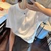 European-Style One-Button White Short-Sleeve T-Shirt