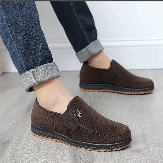 Мужская утолщенная хлопковая подкладка, теплая повседневная тканевая обувь, удобная зимняя обувь на плоской подошве, мягкая дышащая обувь