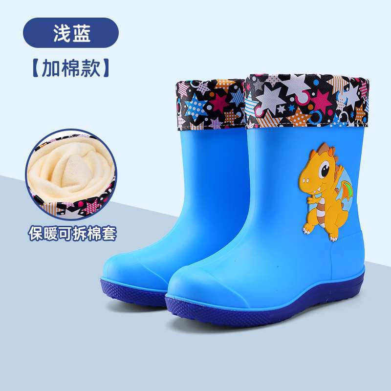 Big Children Rain Boots Boys Girls Baby Children Rain Shoes Non-slip Waterproof Children Cartoon Velvet Student Water Shoes Cute