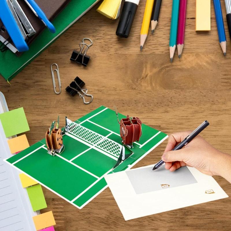 Tennis Theme 3D Greeting Card Happy Birthday Card with Envelope Creative Fathers Day Gift for Dad Grandad Husband
