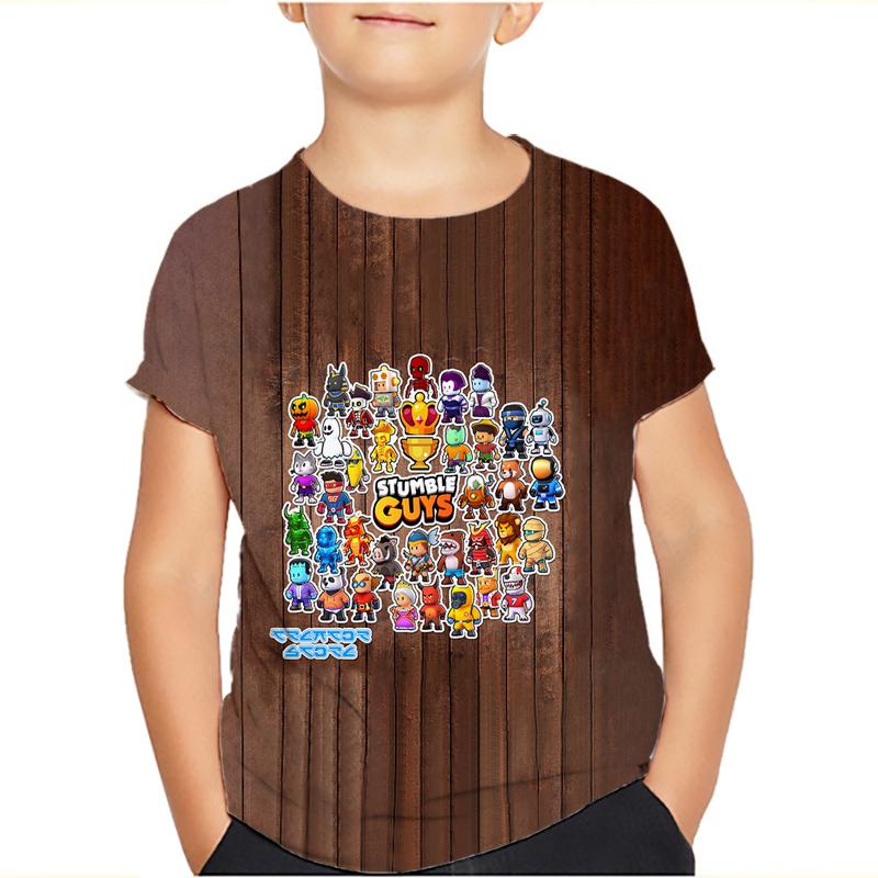 Футболки для детей Stumble Guys Stumble Game Cartoon 3D Print с коротким рукавом для мальчиков/девочек с круглым вырезом, модные футболки для мальчиков, футболки, топы, одежда