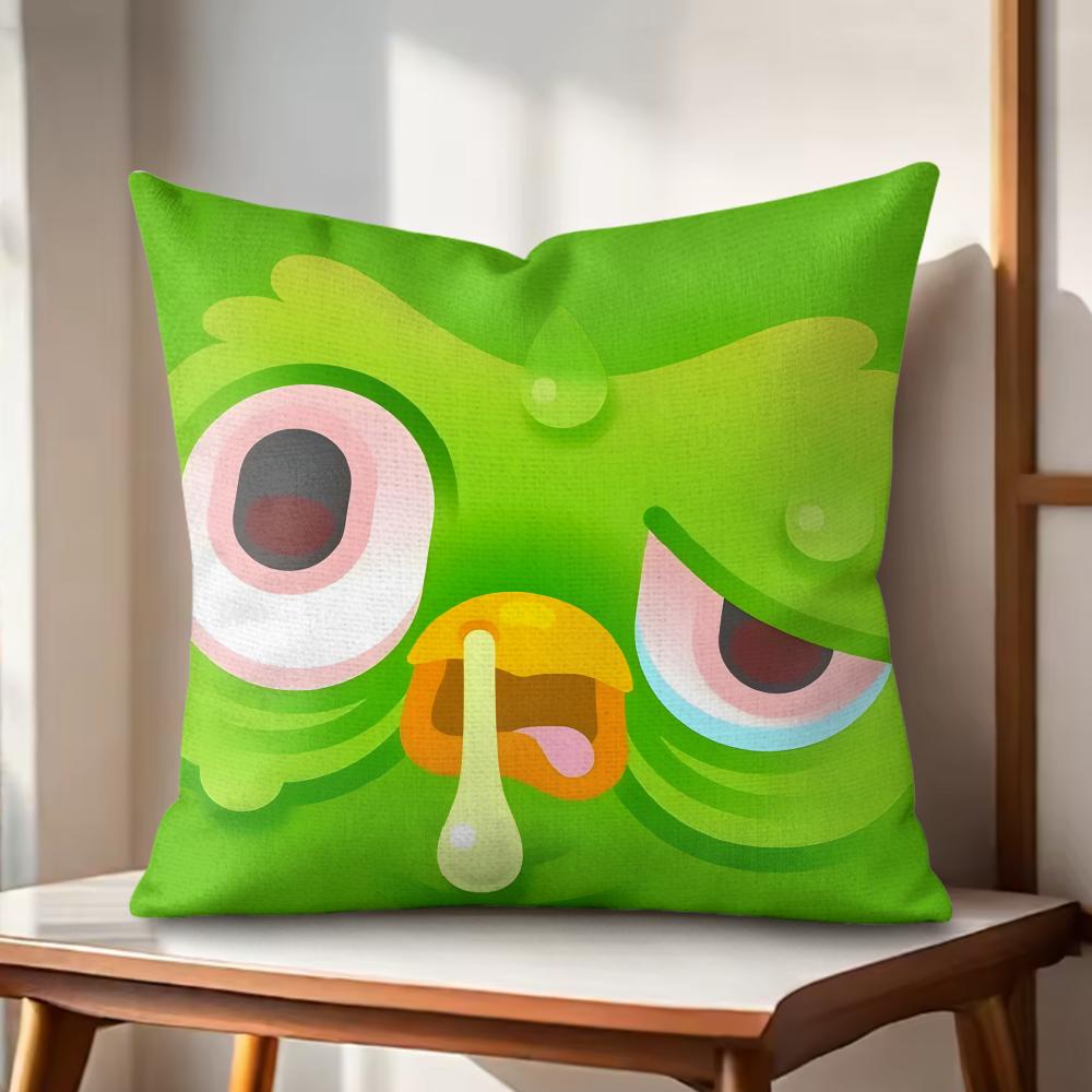DDuolingo Owl DDuo Cushion Cover Natural Linen Organic Fabric DoubleSided Printing Couch Pillow Covers Home Decor