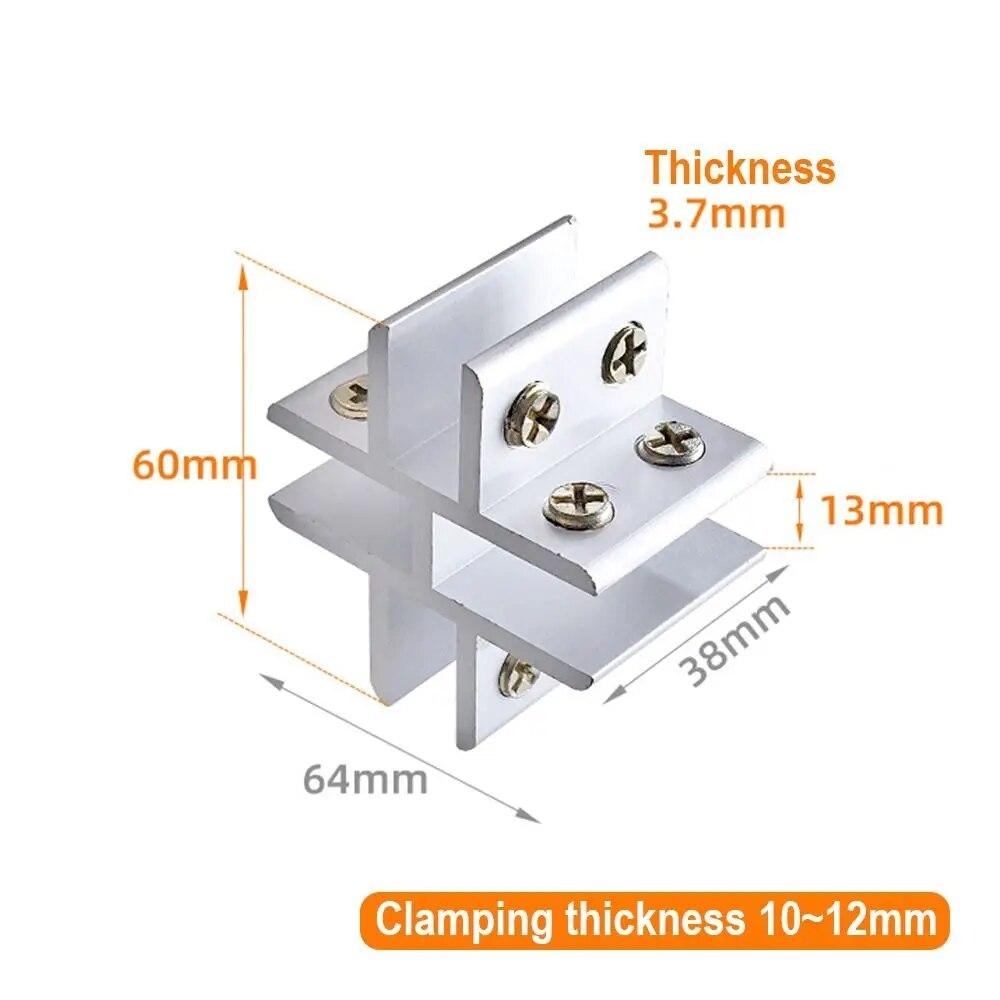 2Pcs L T Type Right Angle Glass Door Hinge Clamp Mirror Clip Shelf Holder Showcase Combination Connecting 6-12mm Glass Fitting