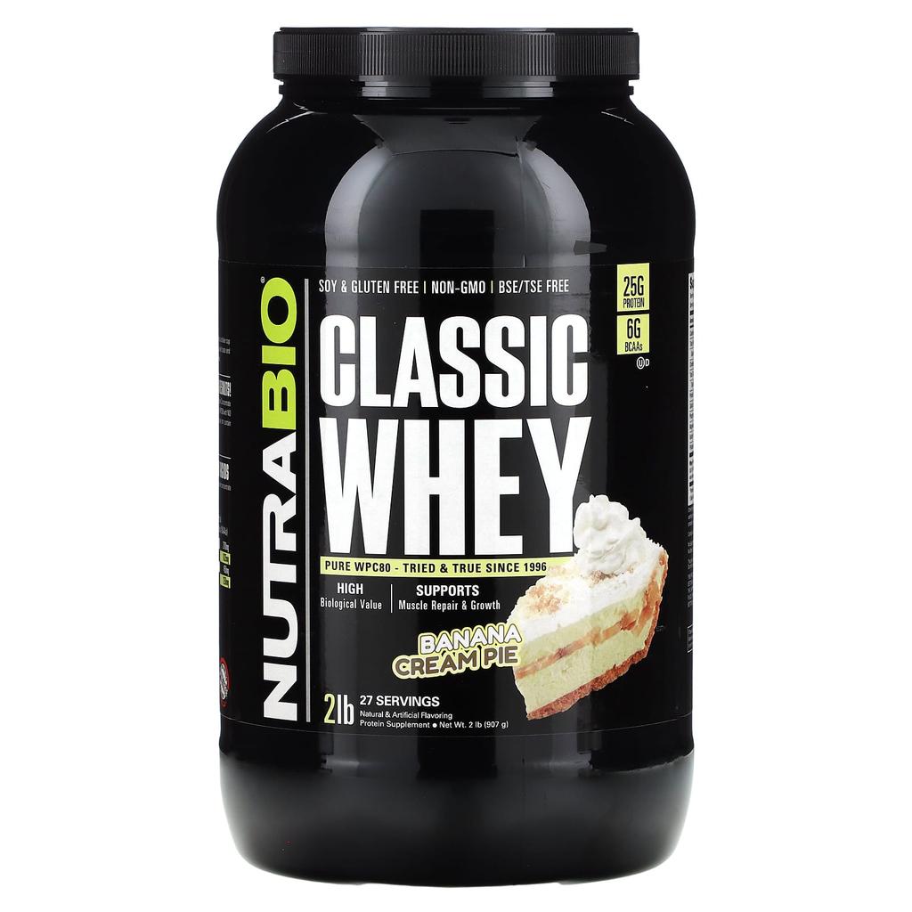 NutraBio Classic Whey Protein, Banana Cream Pie, 2 Lb (907 G)