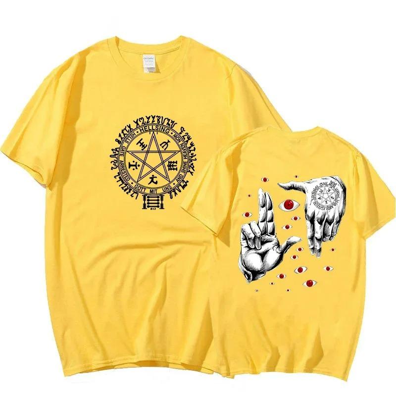 Anime Hellsing Ultimate T-shirts Mens Clothing Graphic Manga Alucard Eyes Harajuku Cotton Tees Unisex Summer Top Male Streetwear