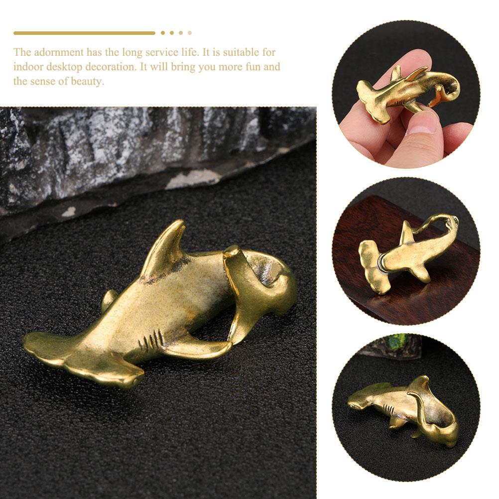 Латунная акула орнамент статуэтка настольная медная поделка декор мини скульптура статуэтка офис