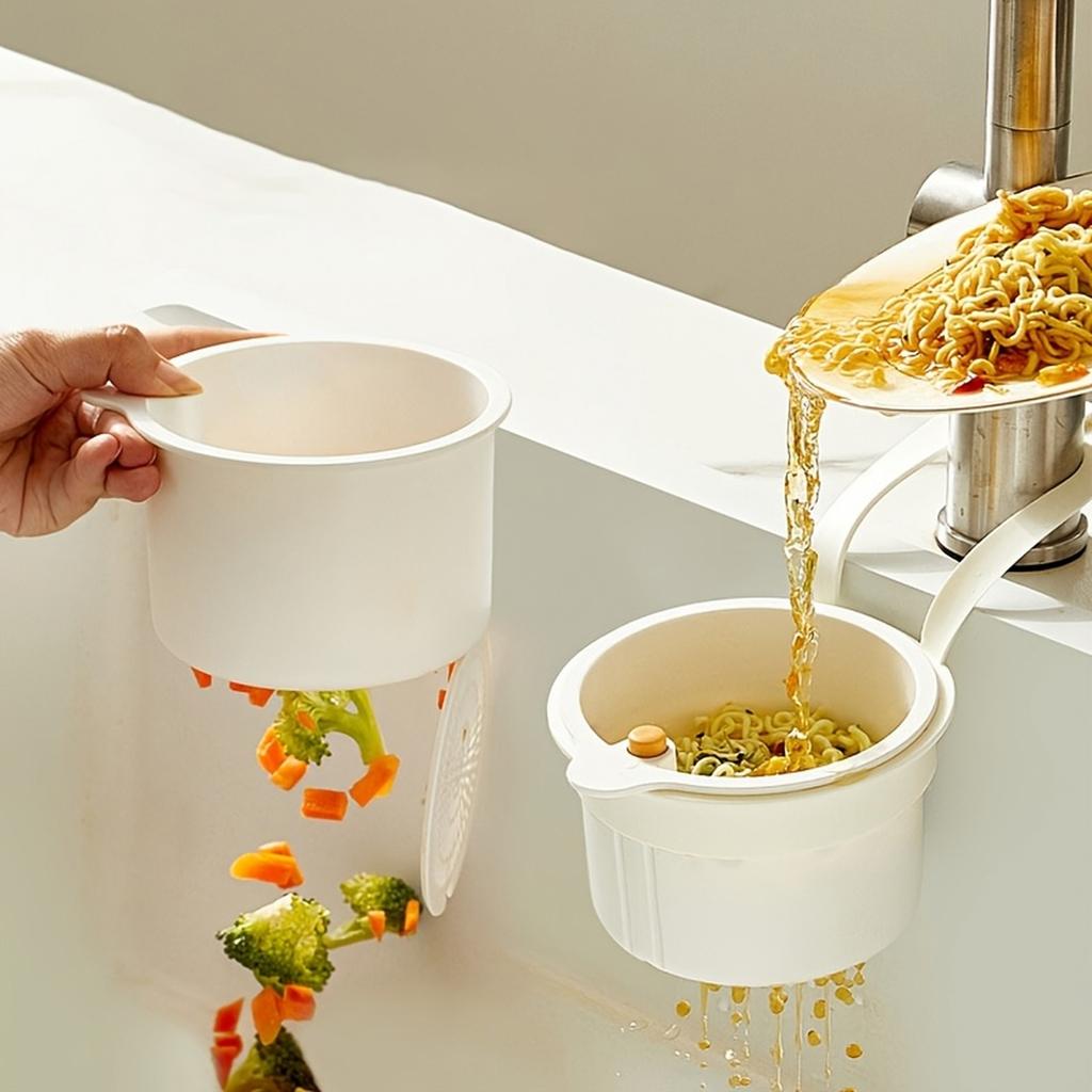 Подвесная корзина-сито для кухонной раковины, фильтр для остатков пищи, для слива и очистки, с ручкой для легкой установки и снятия