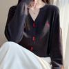Women S V Neck Embroidered Loose Long Sleeve Knit Cardigan