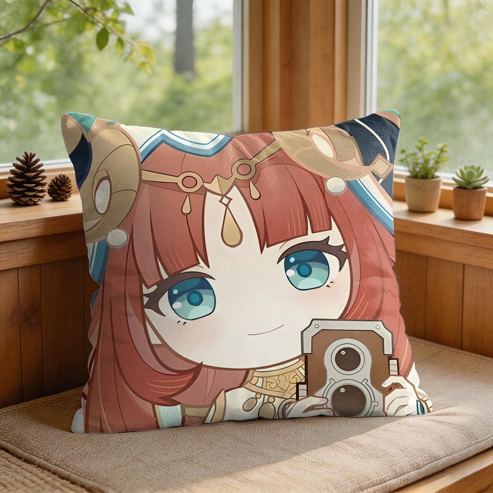 Nilou Cute Genshin Impact Cushion Cover Square Short Plush Pillow Case Living Room Sofa Home Decor Funda X