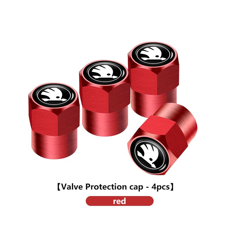 HRQB8 For Skoda 4PCS Car Tire Stem Valve Cap Airdust Waterproof Wheel Tire Valve Rim Stem Cover octavia a5 a4 mk1 2 fabia superb rapid