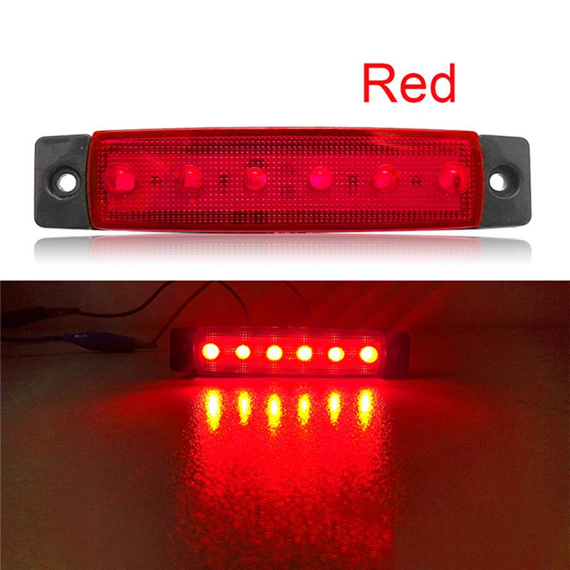 1 шт. Боковые габаритные огни для прицепа грузовика, габаритные огни, автомобильные тормоза, задние фонари, 6 светодиодов, 12 В/24 В, предупреждающая сигнальная лампа