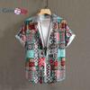 Гавайская рубашка с богемным узором, мужская повседневная рубашка с коротким рукавом и пуговицами с принтом по всей длине для летнего курорта