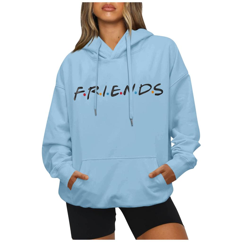 Fashion Casual Long Sleeved Letter Printing Loose Pullover With Rope Hoodie