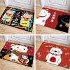 Festive Red Chinese-Style Cartoon Carpet for Entrance - Absorbent Door Mat