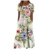 Women's Casual Dresses Printed Dresses Summer Dresses Printed Pleated Round Neck Midi Dresses Basic Classic Outdoor Daily Short Sleeve Loose Dresses