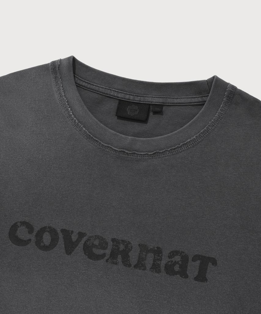 COVERNAT WOMAN Oversized Pigment Copper Logo T-Shirt Charcoal