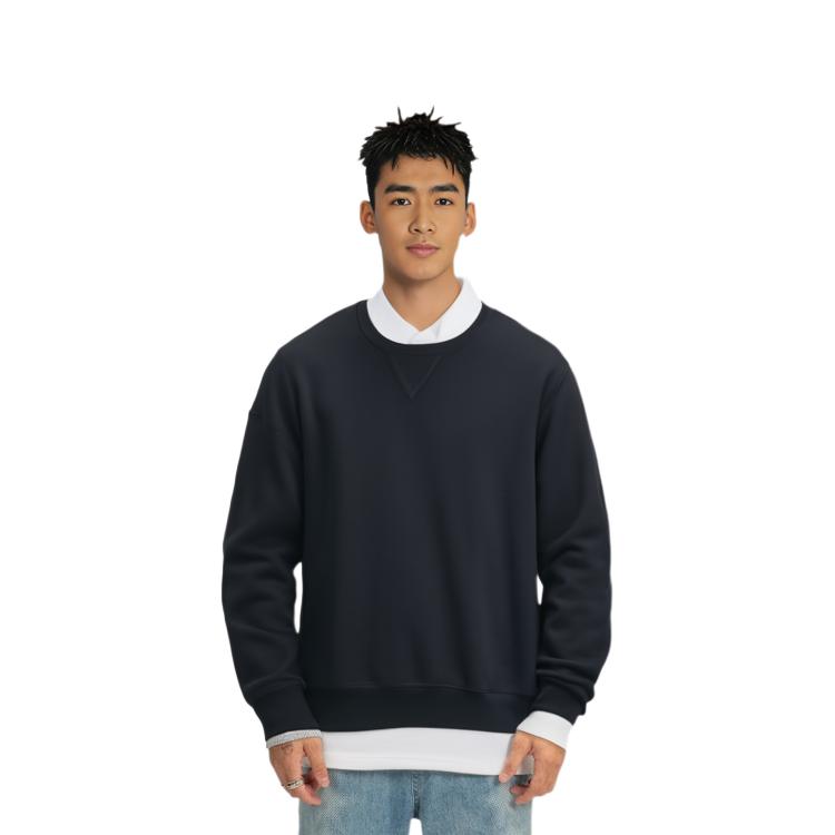 Uniqlo Свитшот с круглым вырезом, однотонный, с длинным рукавом, унисекс, черный 444966-69