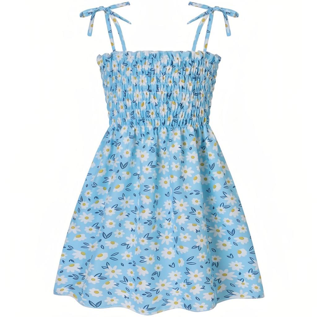 Летнее детское платье, модное тонкое платье-комбинация для девочек, детское платье с цветочным принтом