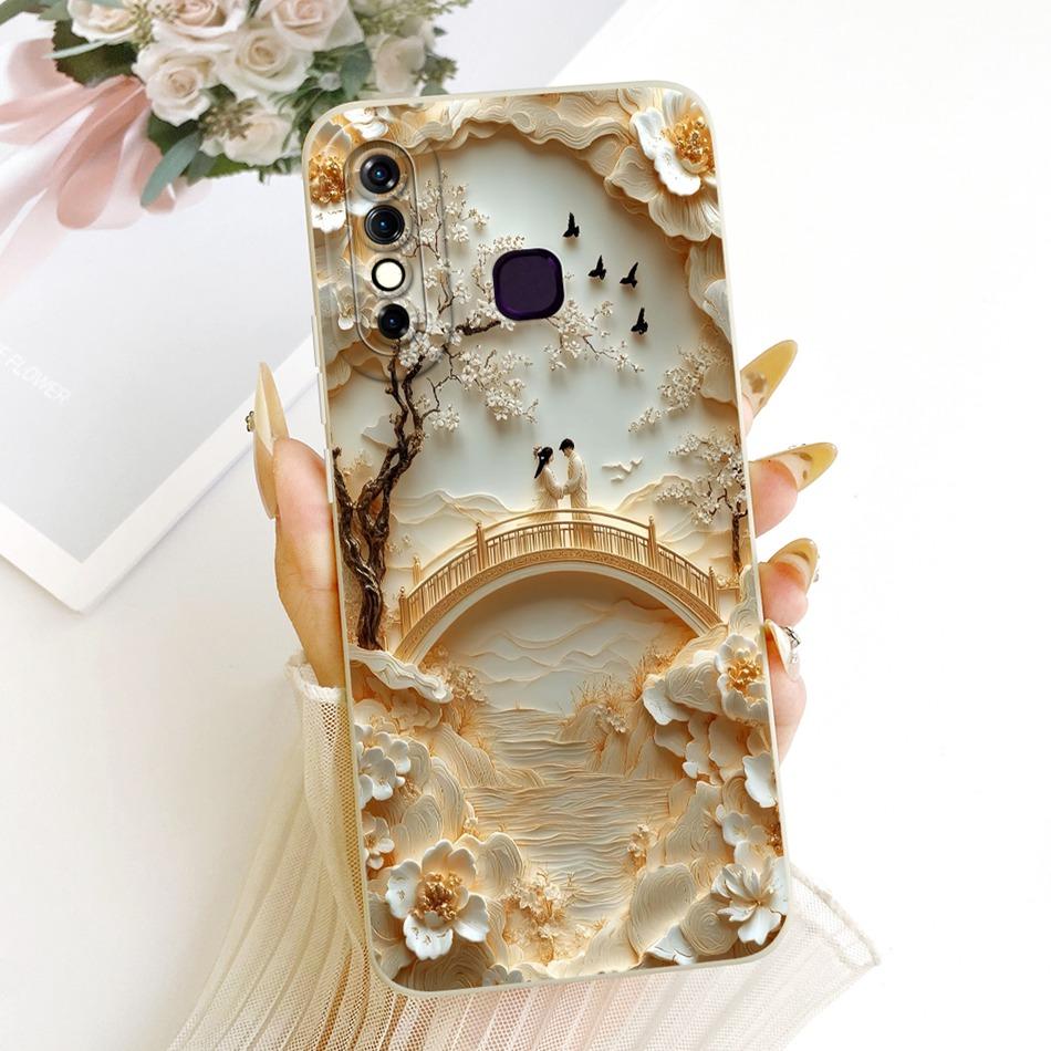 For Infinix Hot 8 / Hot 8 Lite X650 X650C X650B X650D Cute Cat Flower Cartoon Phone Case Shockproof Soft Silicone Covers Bumpers