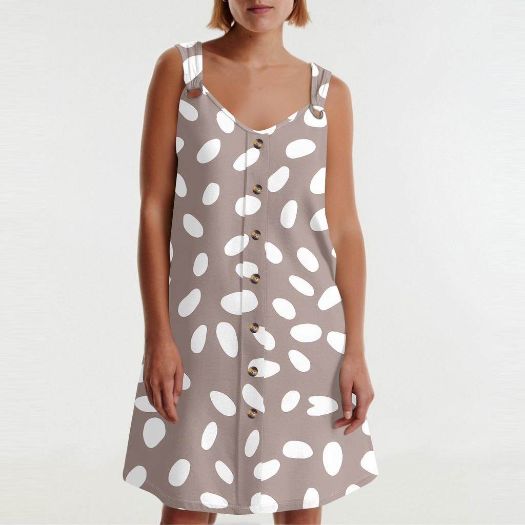 Women's Summer Dress With Pocket Sleeveless Floral Print Sundress