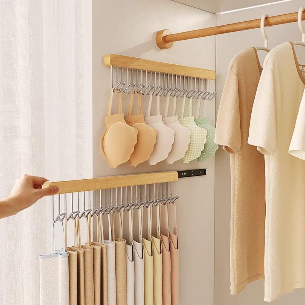 Multifunctional Pull Out Hook Rack 8 Hooks Wardrobe Sliding Rack Wardrobe Storage