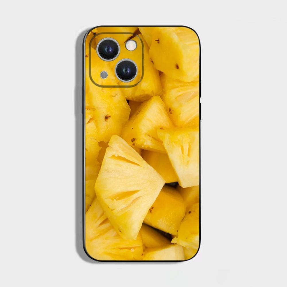 Summer pineapple Phone Case For iPhone 16,15,14,13,12,11 Plus,Pro Max,XS,X,XR,SE,Mini,8,7,Soft Silicone Black Cover