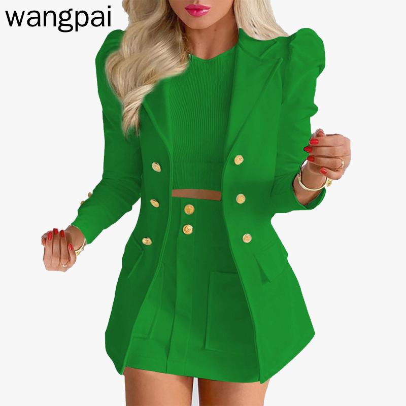 Женский осенне-зимний повседневный костюм с длинными рукавами, куртка с юбкой и принтом, комплект из двух предметов