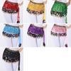 Belly Dance Skirt Sequin Tassel Waist Scarf Exotic Style Tie Up Adjustable Thin Skirt See-through Lace Stage Performance Cosplay Mini Skirt Apron Wrap