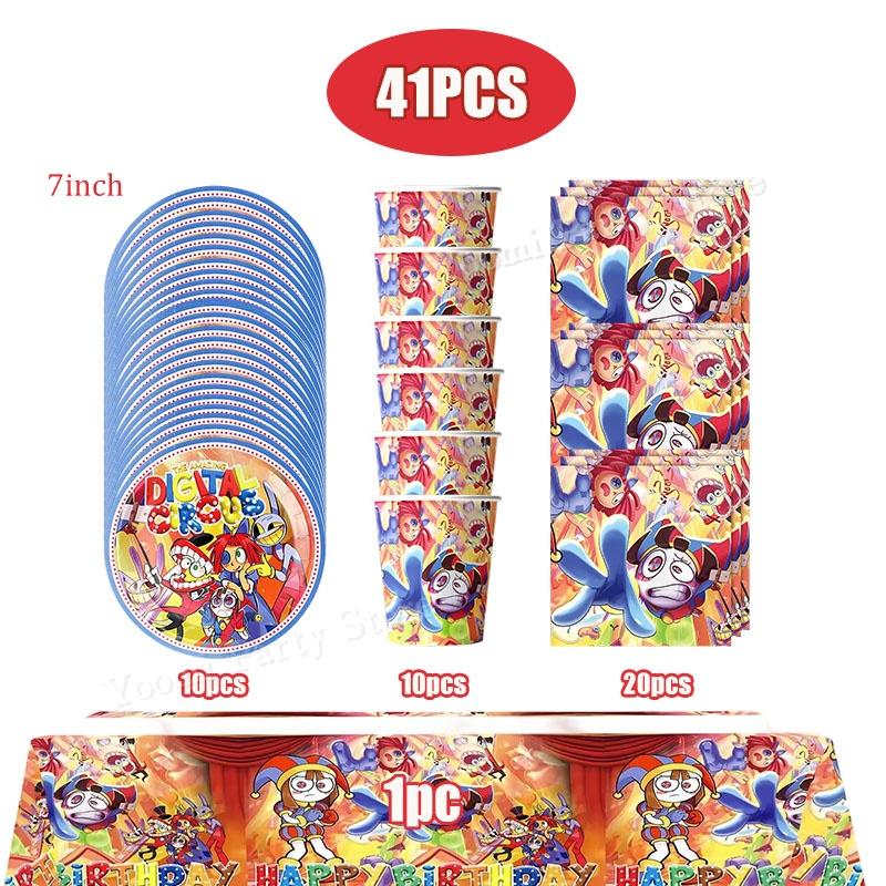 Amazing Tableware Birthday Party Decoration Digitaled Circus Balloon Banner Cake Topper Party Supplies Baby Shower decor gifts