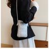 Fashionable Retro Phone Bag Woven Texture Mini Shoulder Crossbody Bag Casual Solid Color Change Storage Bag for Women