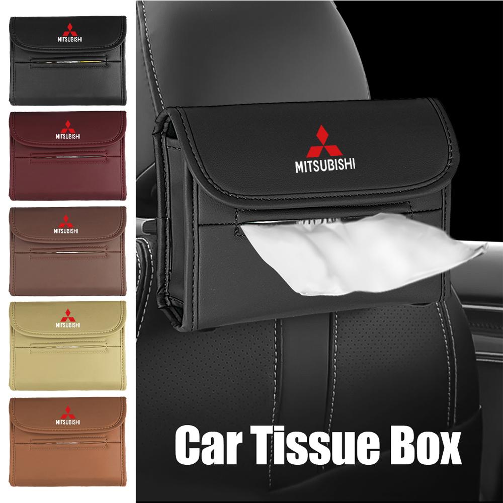 For Mitsubishi lancer Asx Outlander pajero l200 Car Tissue Bag Hanging Seat Back Leather Storage Box Car Interior Accessories