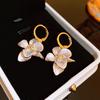 Diamond Dripping Oil Flower Pendant Earrings Light Luxury High-end Temperament Ear Buckle Niche Design Fashionable Versatile Earrings Women