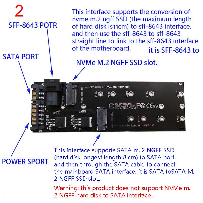 22-контактный адаптер Sata M.2 Ssd Sff-8643 для Nvme M.2 NGFF Ssd для материнской платы