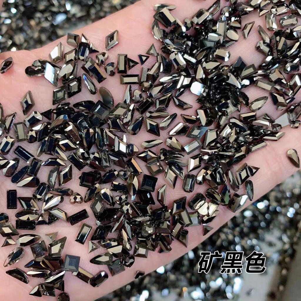 Yiwu Nail Art Diamond Mixed Mini Small Nail Art Flat Bottom Special-Shaped Diamond Mixed K9 Champagne Nail Art Jewelry