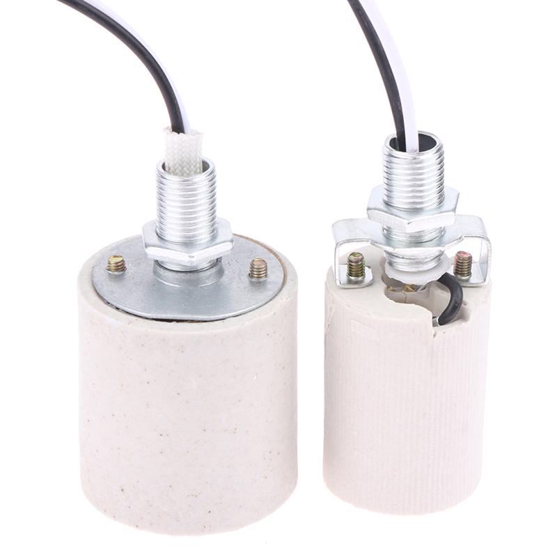 E14/E27 Ceramic Screw Lamp Holder Led Light Heat Resistant Adapter Home Use Round Socket For Bulb Base With Cable