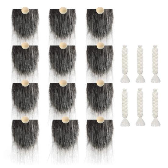 Набор из 18 бород и кос для кукол-гномов своими руками, бороды из искусственного меха с носом-шариком из дерева, украшения своими руками, товары для творчества на Рождество, кукла-гном